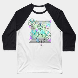 Psychedelic Issa Vibe Spacey Earth Girl (kawaii green bg, green and pink variation) Baseball T-Shirt